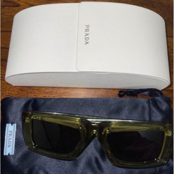 Green rectangular Prada runway sunglasses - Picture 3 of 5